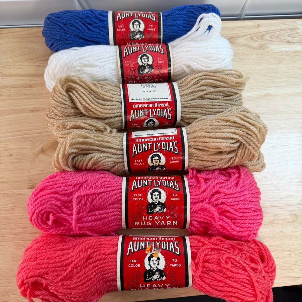 Aunt Lydia's Heavy Rug Yarn American Thread Vintage Lot 6 Skeins 70 Yds Each